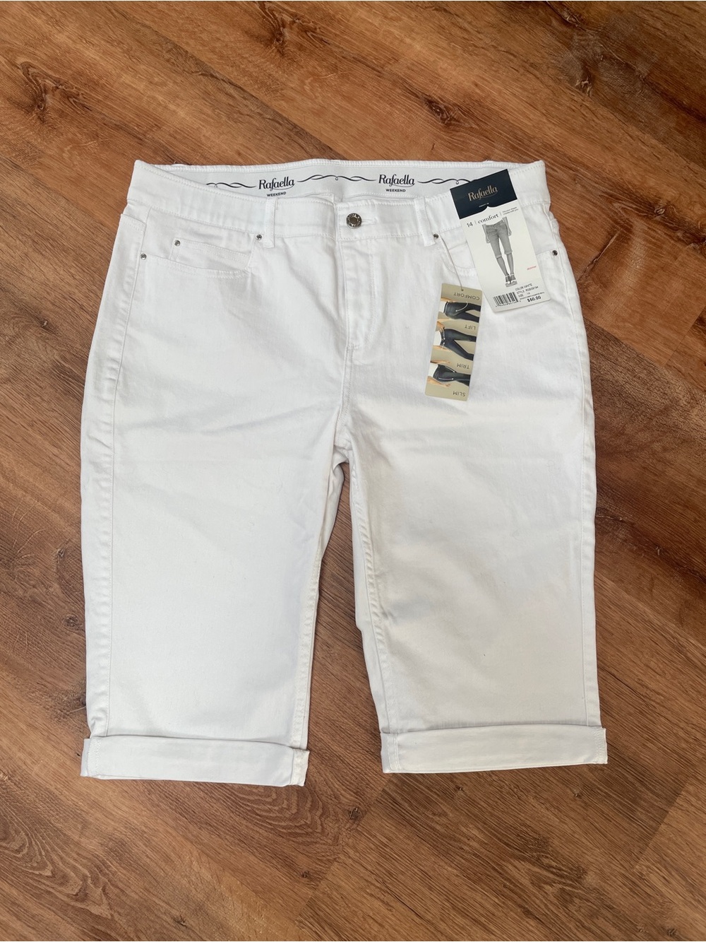 Rafaella Cuffed Skimmer Bermuda Shorts Size 14 Stretch Slimming NEW NWT